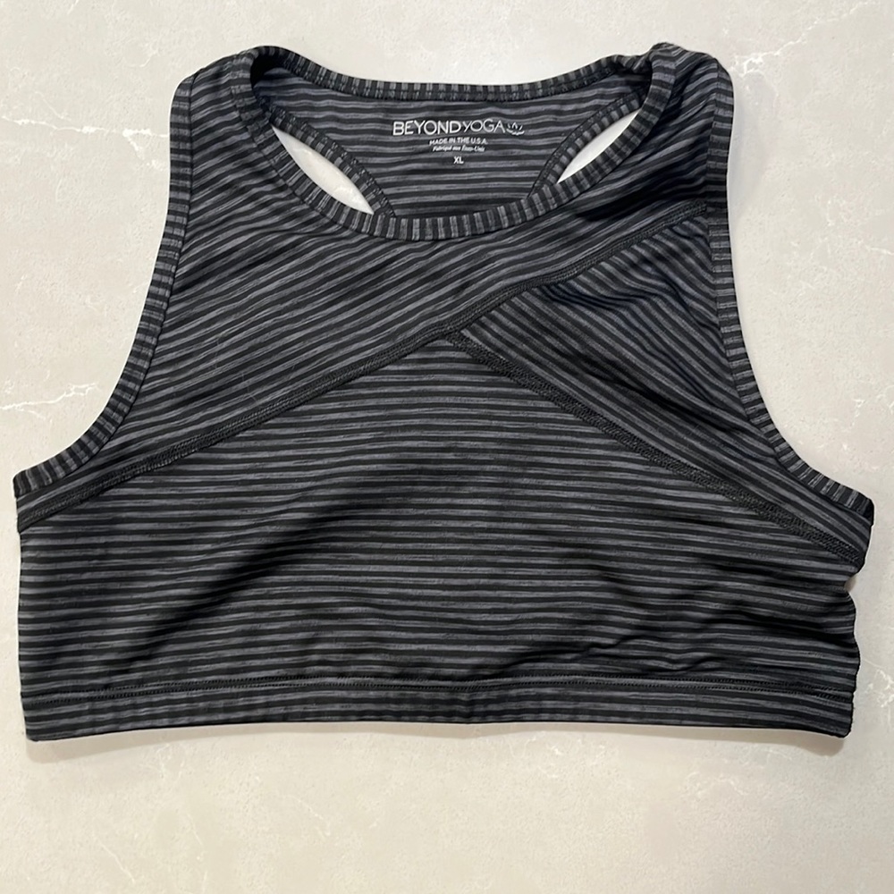 Beyond Yoga Striped High-Neck Racerback Bra *like new*